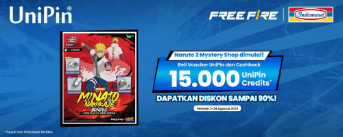 FF Naruto Mystery Shop diskon hingga 90% & Cashback 15.000 UniPin Credits di Indomaret!